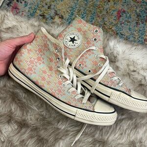 Embroidered boho print Converse high tops